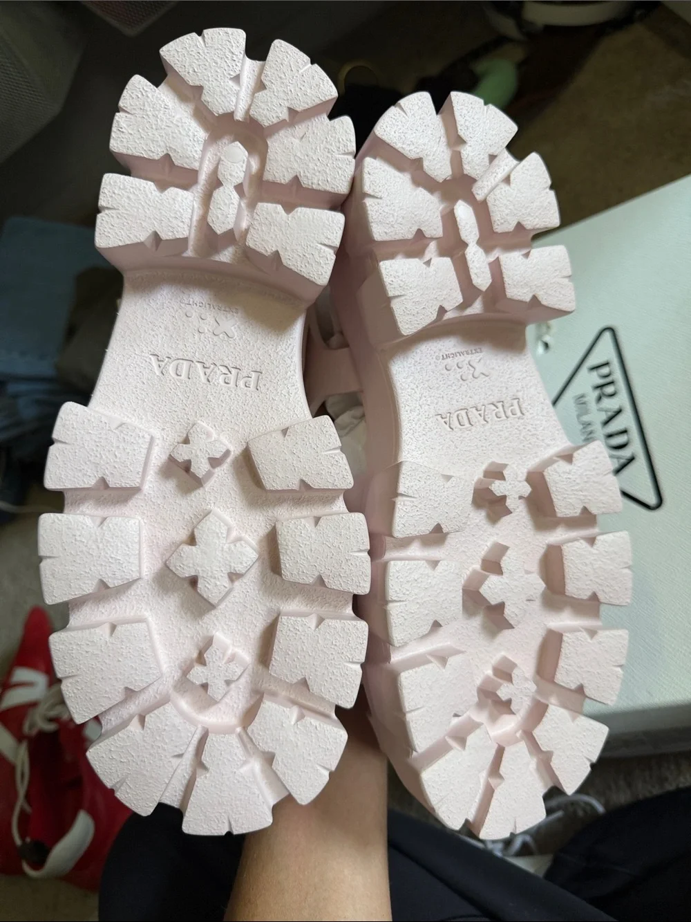 Prada Pink Chunky Strap Platform Sandals